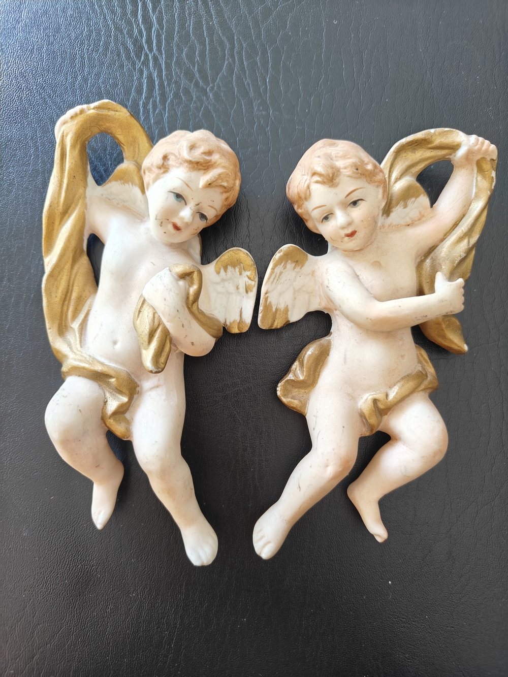 ARDCO Painted Vintage Ceramic Cherub Angel Wall Figurines With Wings